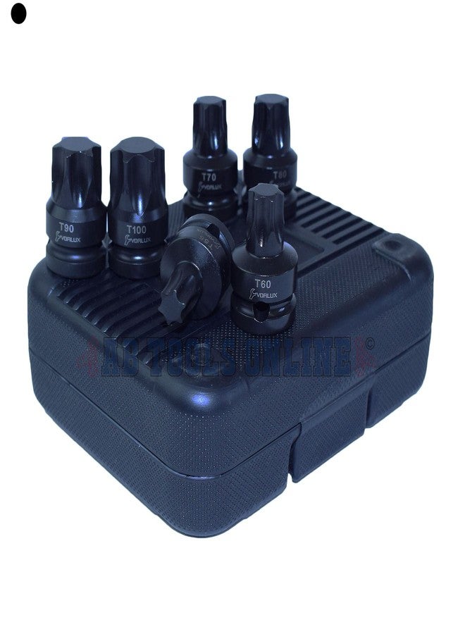 AB Tools Impact 1/2" Drive Shallow Stubby Torx Star Male Bit Sockets T55 - T100 6pc Set - Image 5