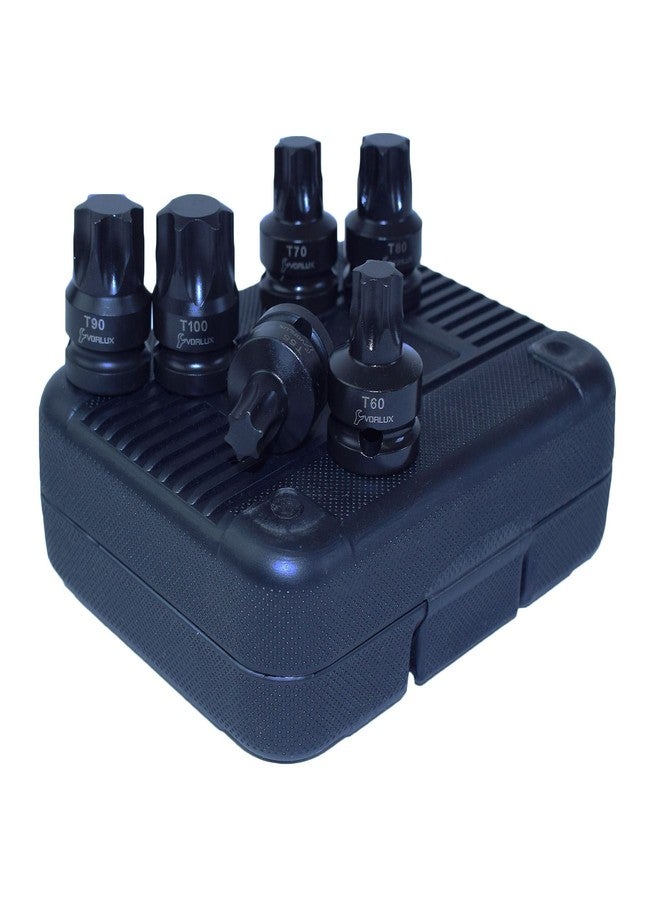 AB Tools Impact 1/2" Drive Shallow Stubby Torx Star Male Bit Sockets T55 - T100 6pc Set - Image 2