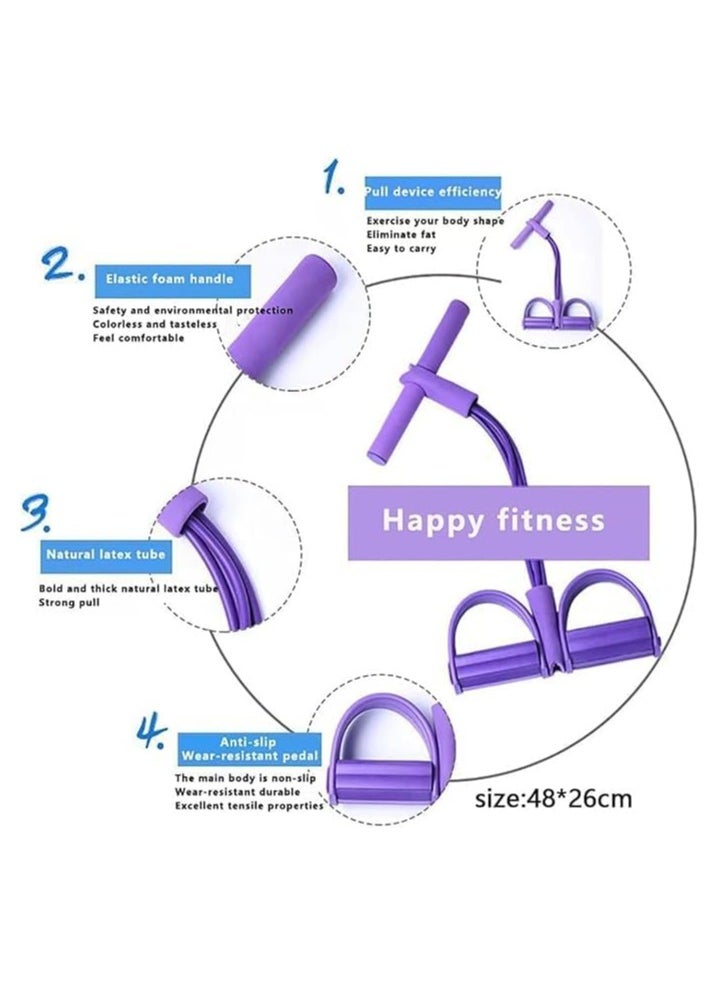 QSHOP - QSHOP®Home Use Fitness Resistance Bands, 4-Tube Natural Latex Sit-up Pull Up Bands for Abdomen, Bodybuilding, Arm, Stretching, Slimming Yoga Exercise - Image 1