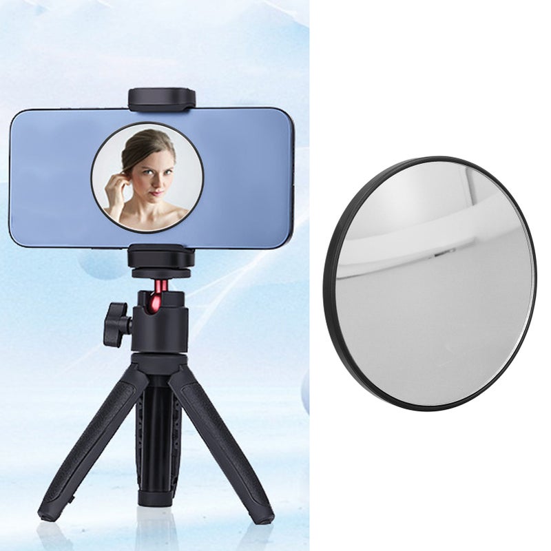 2.28 Inch Magnetic Phone Makeup Mirror Round Portable Makeup Mirror for IOS Phones 15 14 13 12 for Selfies Vlogging Streaming Black - Image 1