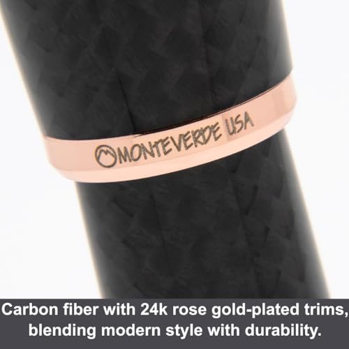 Monteverde USA Super Mega Carbon Fiber Ballpoint Pen 18K Rose Gold Plated Trim Luxurious Carbon Fiber Pen Refillable ParkerStyle Durable and Elegant - Image 3