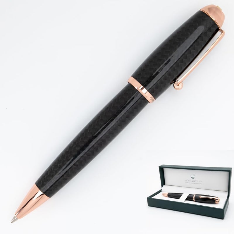 Monteverde USA Super Mega Carbon Fiber Ballpoint Pen 18K Rose Gold Plated Trim Luxurious Carbon Fiber Pen Refillable ParkerStyle Durable and Elegant - Image 2