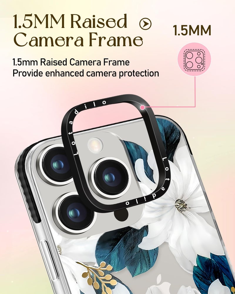Lotadilo Case for iPhone 16 Pro Max Case Compatible with Magsafe Ring Holder Stand - for Women Blue Flower Design TPU Phone Cover for Girls Girly Funny Fashion - Image 3