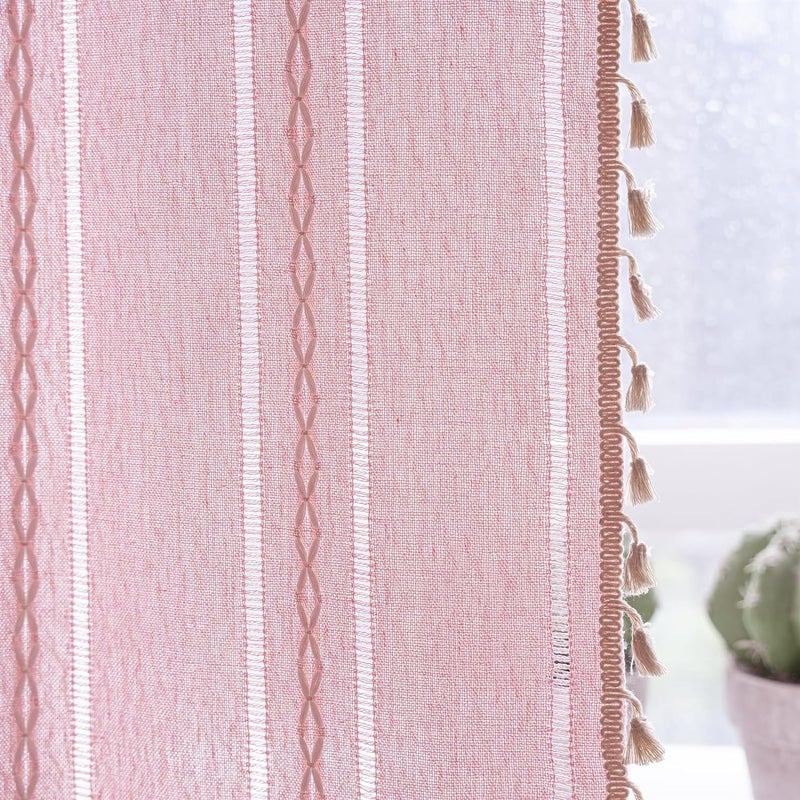 Deeprove Pink Boho Curtains for Kids Room Girls Nursery Room  Pretty Princess Theme Home Decoration Privacy Protection  Bohemian Semi-Blackout Light Filter Window Tassel Drape (1 Panel 52"" x 90"") - Image 4