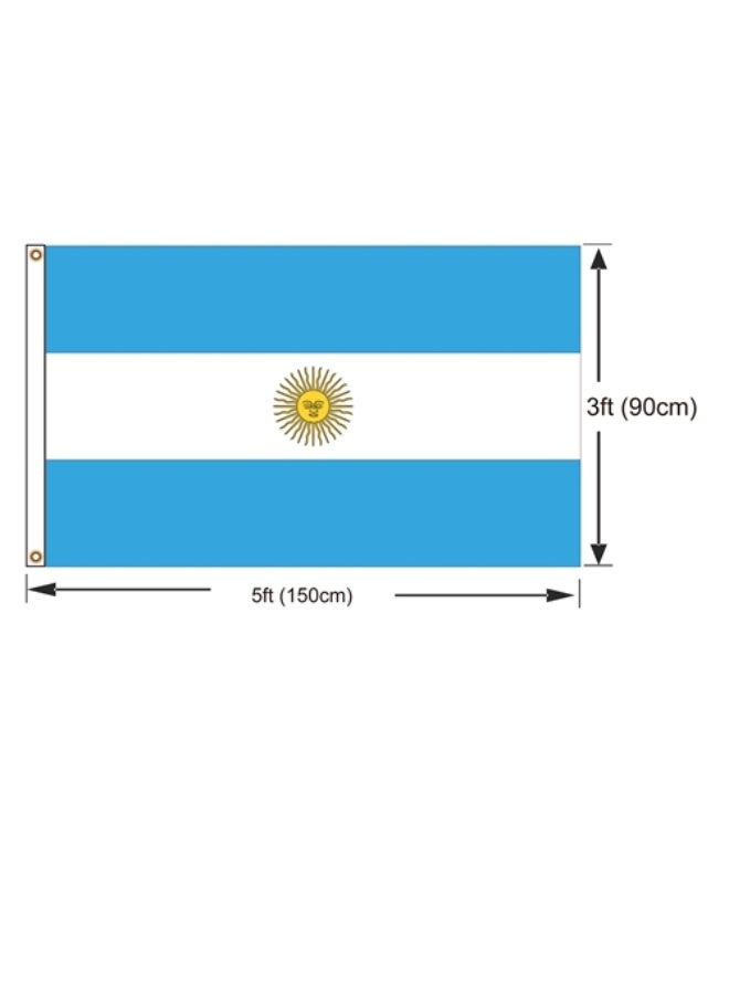 Argentina Flags 90x150cm Double Stitches with Headband, Vibrant Fade-Resistant Colors & Firm Sewing, Durable Outdoor Decor for Home Garden Events,the World Cup - Image 2