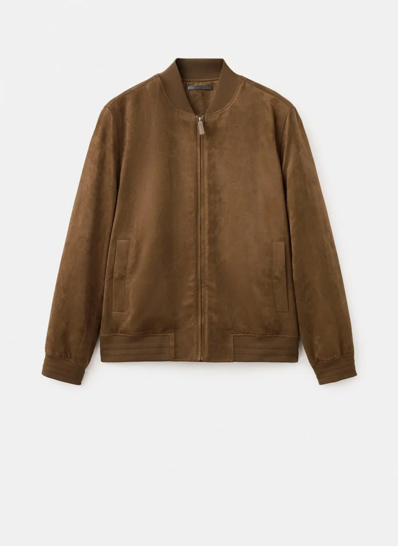 مانجو مان Suede-effect bomber jacket