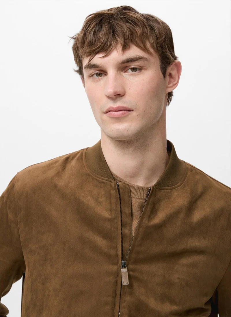 مانجو مان Suede-effect bomber jacket