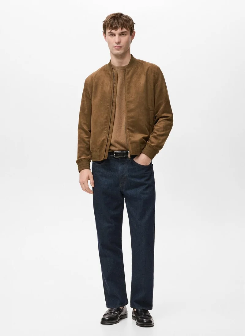 مانجو مان Suede-effect bomber jacket