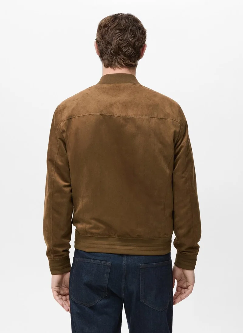 مانجو مان Suede-effect bomber jacket