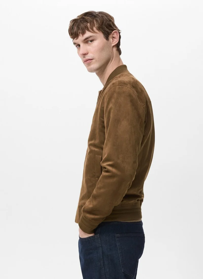 مانجو مان Suede-effect bomber jacket