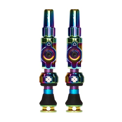 Muc Off Muc-Off Big Bore Lite Tubeless Valves, Iridescent 30mm - Precision Engineered Dust Caps for Bikes with Revolutionary Airflow Technology - Presta Valve Caps for Tubeless MTB/Road/Gravel Bikes - Image 1
