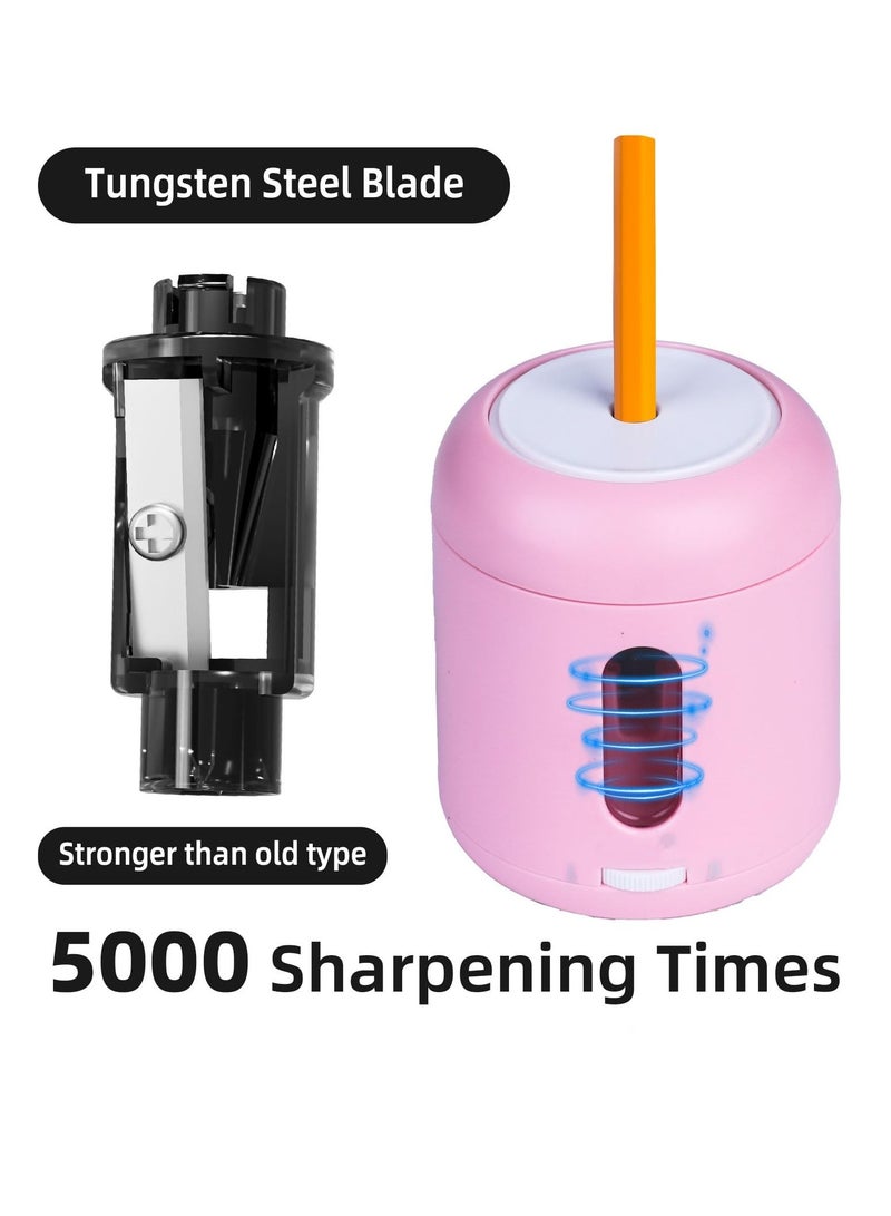 KASTWAVE Electric Pencil Sharpener, Portable Pencil Sharpeners Battery Powered, Small Pencil Sharpener Electric, 5000 Sharpening Life Span Blade, Fit for 6-8mm No.2/Colored Pencils, Kids, Home (Pink) - Image 4