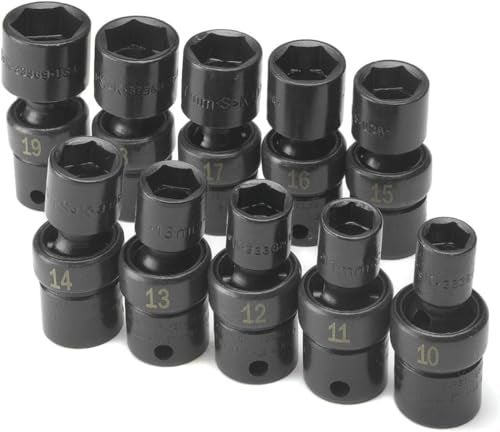 SK Tools USA 38 Drive 10 Piece 6 Point Standard Metric Swivel Impact Socket Set 10MM  19MM 33351 - Image 1