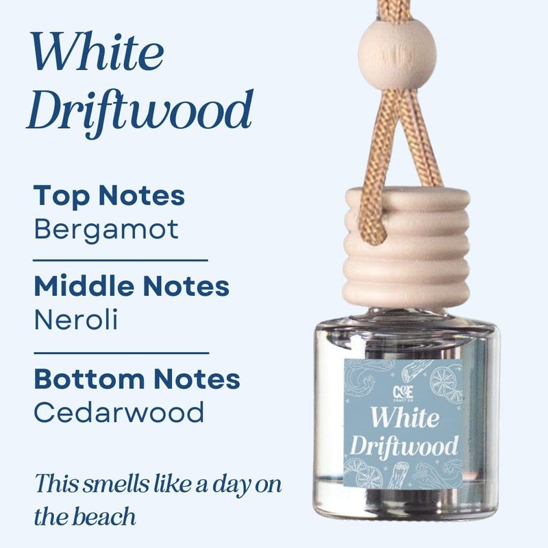 CE CRAFT زيت عطر معلق للسيارة من CANDECraftCo، معطر سيارة للزيوت العطرية، روائح عطرية للعلاج بالروائح للسيارة، موزع طويل الأمد (خشب طافي أبيض) - Image 3