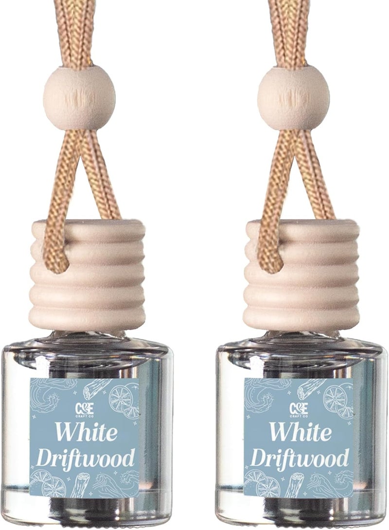 CE CRAFT زيت عطر معلق للسيارة من CANDECraftCo، معطر سيارة للزيوت العطرية، روائح عطرية للعلاج بالروائح للسيارة، موزع طويل الأمد (خشب طافي أبيض) - Image 1