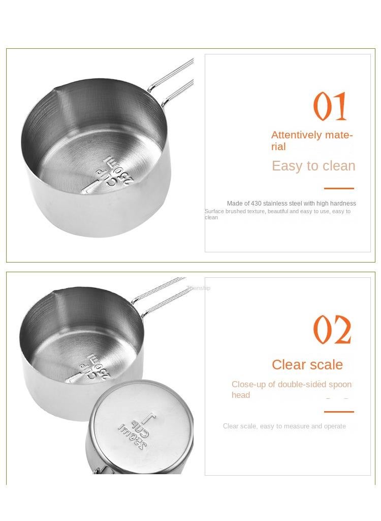 general 8-Piece Modern Stainless Steel Measuring Cups And Spoons Set Silver - Image 3
