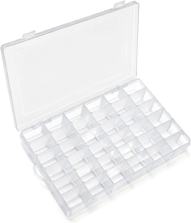 IOOLEEM 36 Grids Plastic Bead Organizer Box, Adjustable Dividers, Sewing storage, Organizer Container Storage Box, Dividers for bead arts and crafts. - Image 1