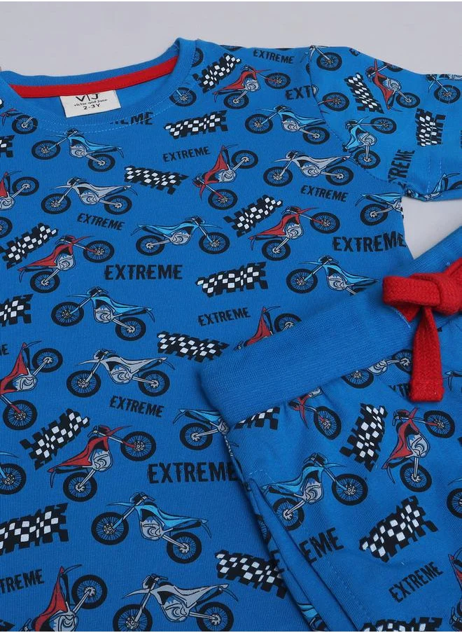 victor and jane All-Over Printed Cotton T-Shirt and Pyjama Set