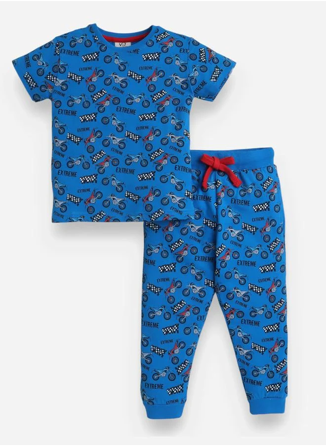 victor and jane All-Over Printed Cotton T-Shirt and Pyjama Set