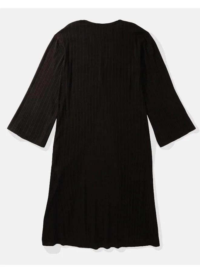 امريكان ايجل Striped Button Detail Kimono Shirt