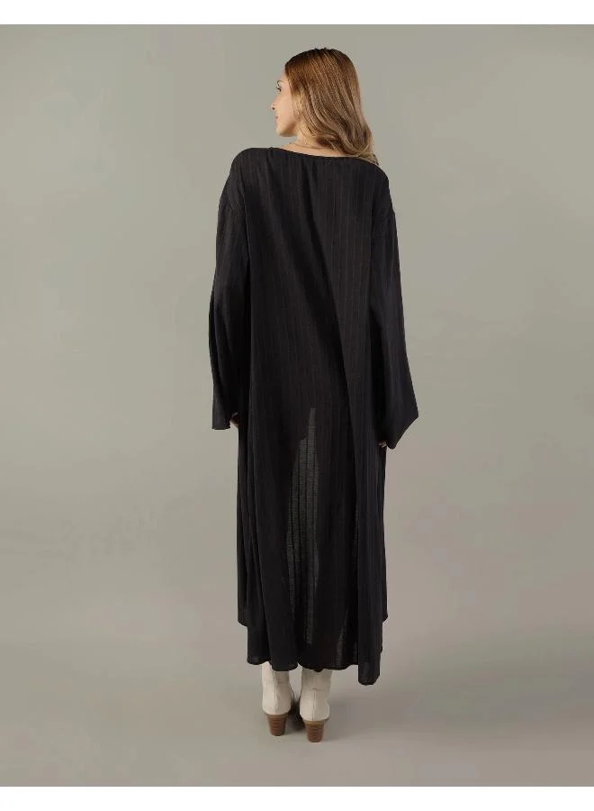 امريكان ايجل Striped Button Detail Kimono Shirt