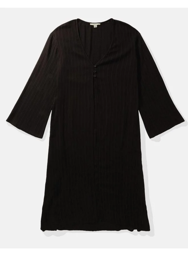 امريكان ايجل Striped Button Detail Kimono Shirt