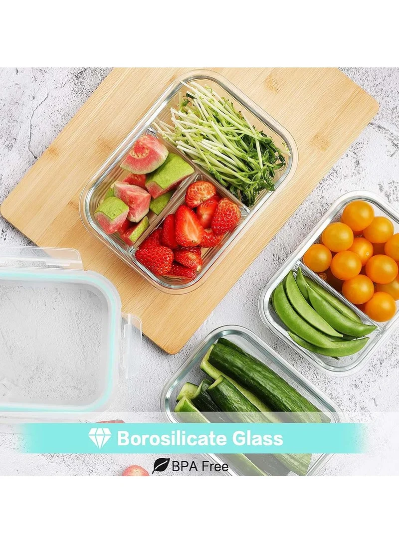 Quesera  Glass Bento Box with 2 and 3 compartments- pack of 4  | Best Price UAE