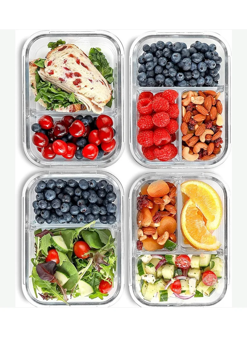 Quesera  Glass Bento Box with 2 and 3 compartments- pack of 4  | Best Price UAE