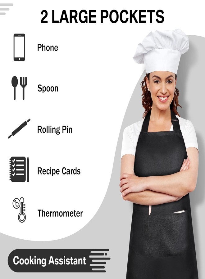 JaGely 24 Pack Adjustable Bib Apron with 2 Pockets Black Aprons Bulk for Server Adult Women Kitchen Apron Water Oil Resistant(Black) - Image 5