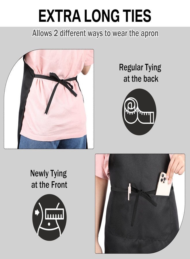 JaGely 24 Pack Adjustable Bib Apron with 2 Pockets Black Aprons Bulk for Server Adult Women Kitchen Apron Water Oil Resistant(Black) - Image 4