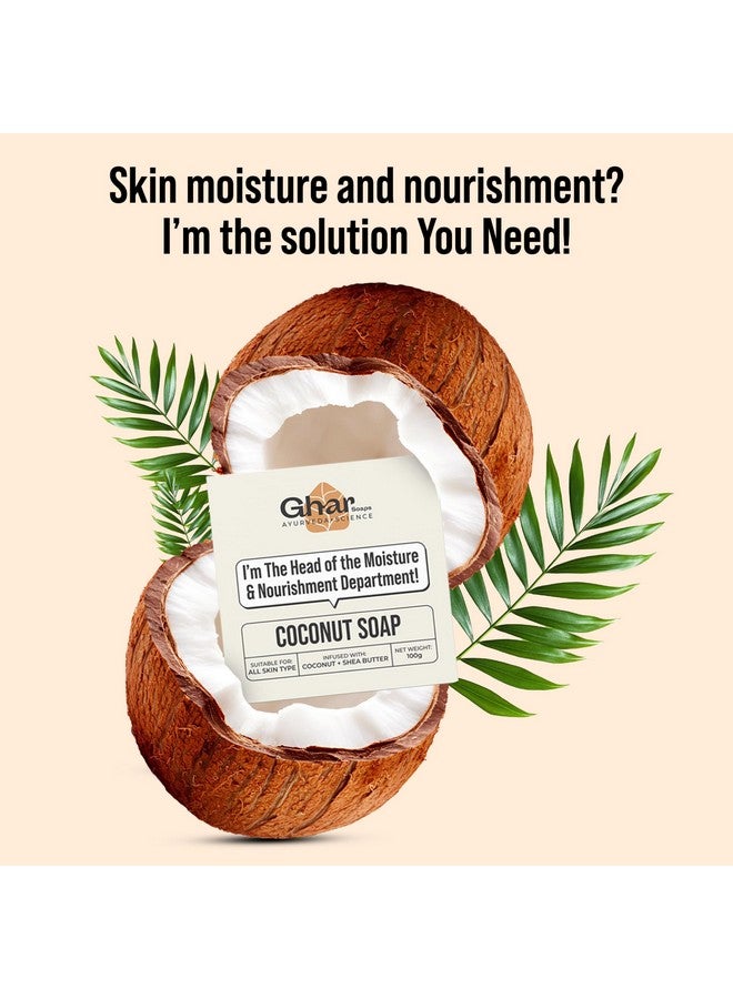 Ghar soaps Ghar Soap Coconut Soap with Shea Butter| All Skin Types| Moisturising and Nourishing |100g - Image 3