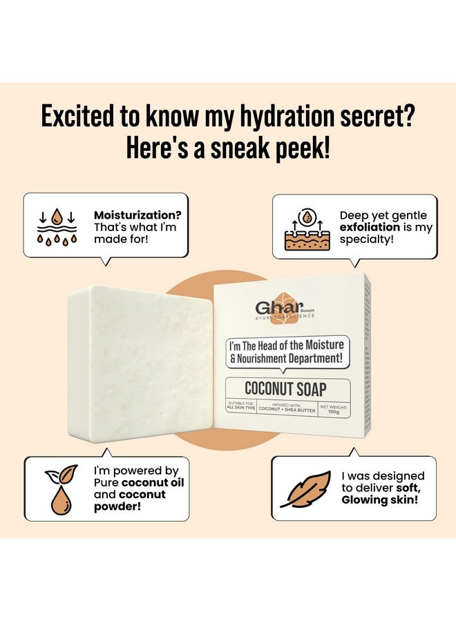 Ghar soaps Ghar Soap Coconut Soap with Shea Butter| All Skin Types| Moisturising and Nourishing |100g - Image 2