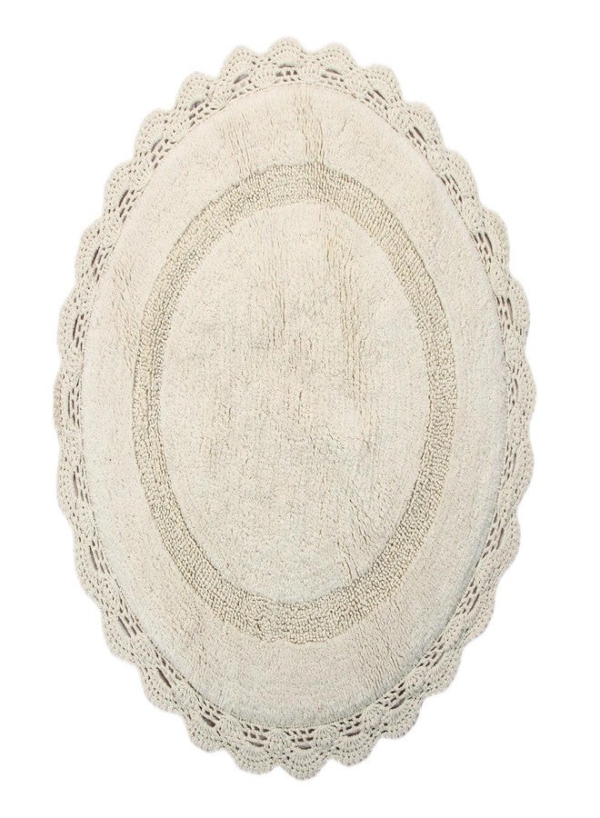 WARISI - Crochet Collection - Designer, Plush 100% Cotton Round, Oval Bath Area Rug (24 inches, Ivory) - Image 1