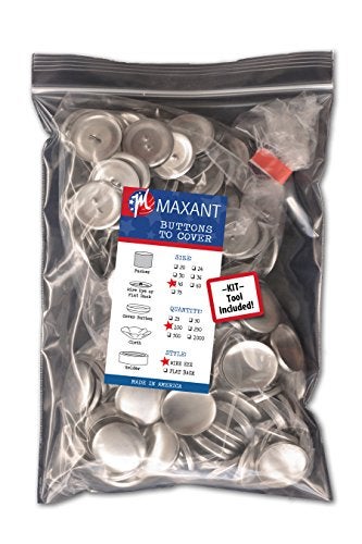 100 Buttons to Cover  Made in USA  Self Cover Buttons with Wire Eyes  Size 45 with Tool