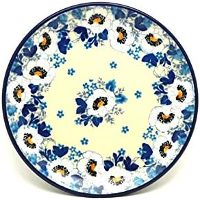 Polish Pottery Gallery Polish Pottery Plate  Bread  Butter 6 14  White Poppy - Image 1