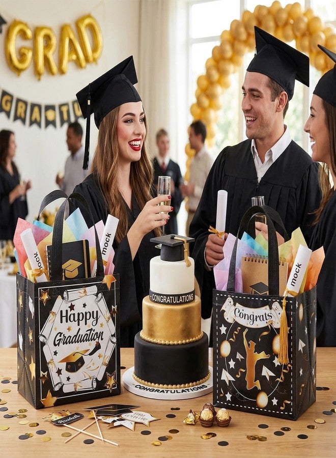 Sucrain 4 PCS Graduation Gift Bags 2026 Reusable Non Woven with Handles Goodie Bags for Graduation Theme Party Supplies - Image 2