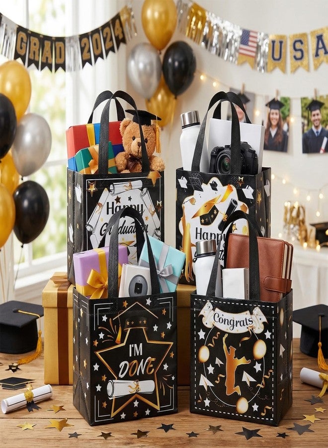 Sucrain 4 PCS Graduation Gift Bags 2026 Reusable Non Woven with Handles Goodie Bags for Graduation Theme Party Supplies - Image 3