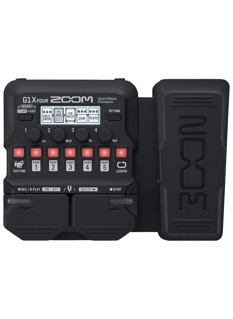 Zoom G1X FOUR Guitar Multi-Effects Processor with Expression Pedal, With 70+ Built-in Effects, Amp Modeling, Looper, Rhythm Section, Tuner, Battery Powered
