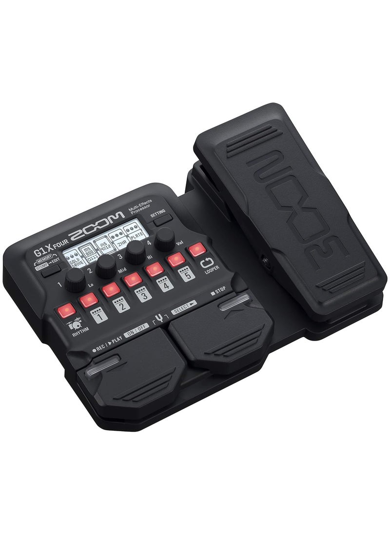 Zoom G1X FOUR Guitar Multi-Effects Processor with Expression Pedal, With 70+ Built-in Effects, Amp Modeling, Looper, Rhythm Section, Tuner, Battery Powered