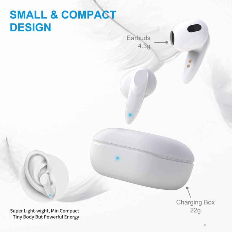 ACAGET Wireless Earbuds for iPhone 16 15 Pro Max 14 13 12 11 XR Bluetooth Headphone Pocket Size Lightweight Stereo Earphones Built-in Mic Noise Canceling USB C Headphone for Samsung Galaxy S25 S24 S23 Ultra - Image 2