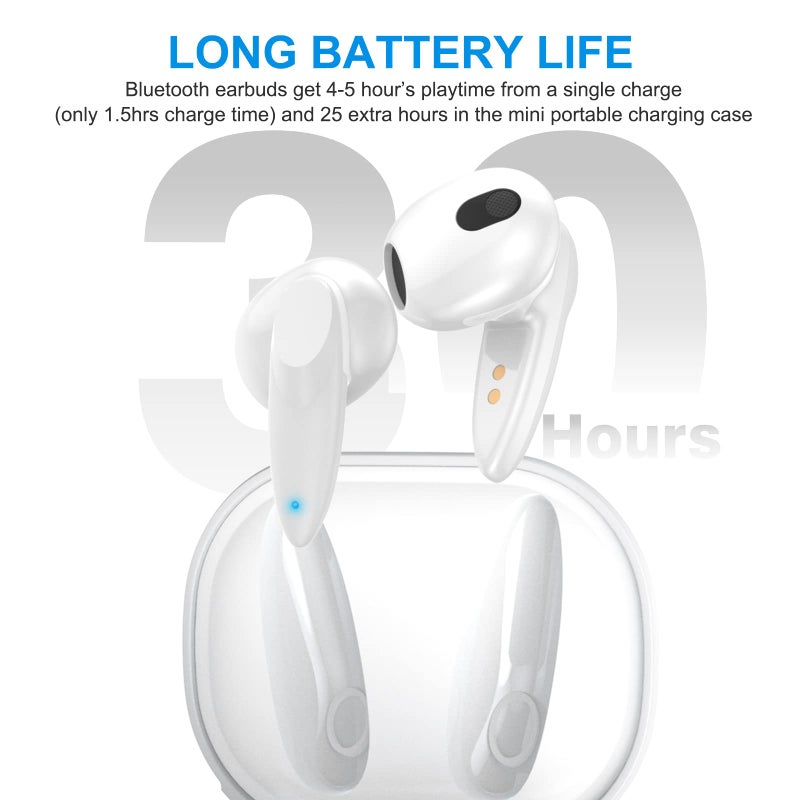 ACAGET Wireless Earbuds for iPhone 16 15 Pro Max 14 13 12 11 XR Bluetooth Headphone Pocket Size Lightweight Stereo Earphones Built-in Mic Noise Canceling USB C Headphone for Samsung Galaxy S25 S24 S23 Ultra - Image 4