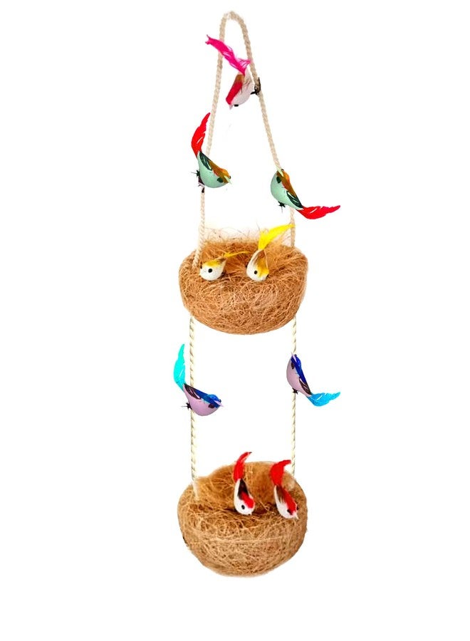 LIVEONCE Set of 1 Two TYRE Decoration Bird NEST -(10 Birds)-Multicolor - Image 1