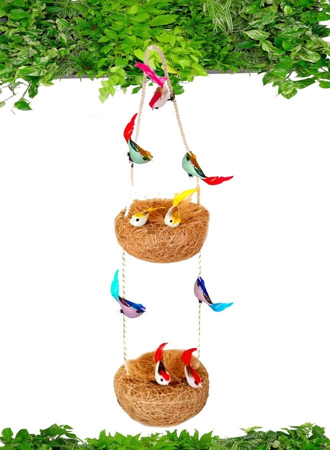LIVEONCE Set of 1 Two TYRE Decoration Bird NEST -(10 Birds)-Multicolor - Image 3