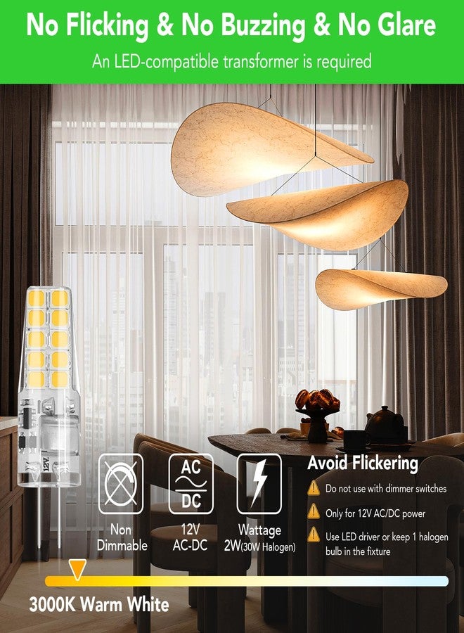 بوبو مجموعة من 10 مصابيح LED من نوع G4 من BUBO، تعادل 2 واط 30 واط، لون أبيض دافئ 3000 كلفن، 250 لومن، زاوية إضاءة 360 درجة، بديل لمصابيح الهالوجين T3، مصابيح إضاءة خارجية، مصابيح LED بقاعدة ثنائية الدبابيس G4 تعمل بجهد 12 فولت تيار متردد/مستمر لإضاءة الحدائق الخارجية - Image 4