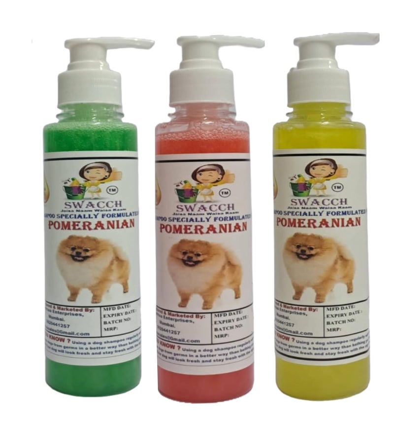 SWACCH Premium Shampoo for Pomeranian (200ML) (Combo Pack of 3) NEEM ALOVERA, Jasmine & Lemon - Image 1