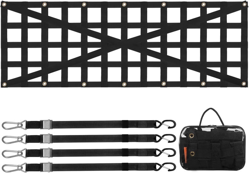 VEVOR Tailgate Net, 54 in x 18 in, Heavy Duty Cargo Net for Truck Bed with 4 Adjustable Telescopic Straps, Cross-reinforced Design, Extendable & Durable, Suitable for Pickup, Truck, Trailer, Jeep, SUV - Image 1