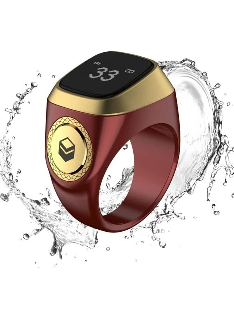 iQIBLA Smart Tasbih Zikr lite Ring, Muslim Prayer, Prayer timing reminder, OLED display Tasbih Counter, Smart Ring, Waterproof- Red 18mm - Image 1