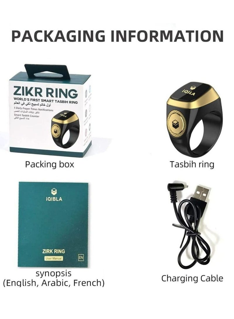 iQIBLA Smart Tasbih Zikr lite Ring, Muslim Prayer, Prayer timing reminder, OLED display Tasbih Counter, Smart Ring, Waterproof- Red 18mm - Image 4