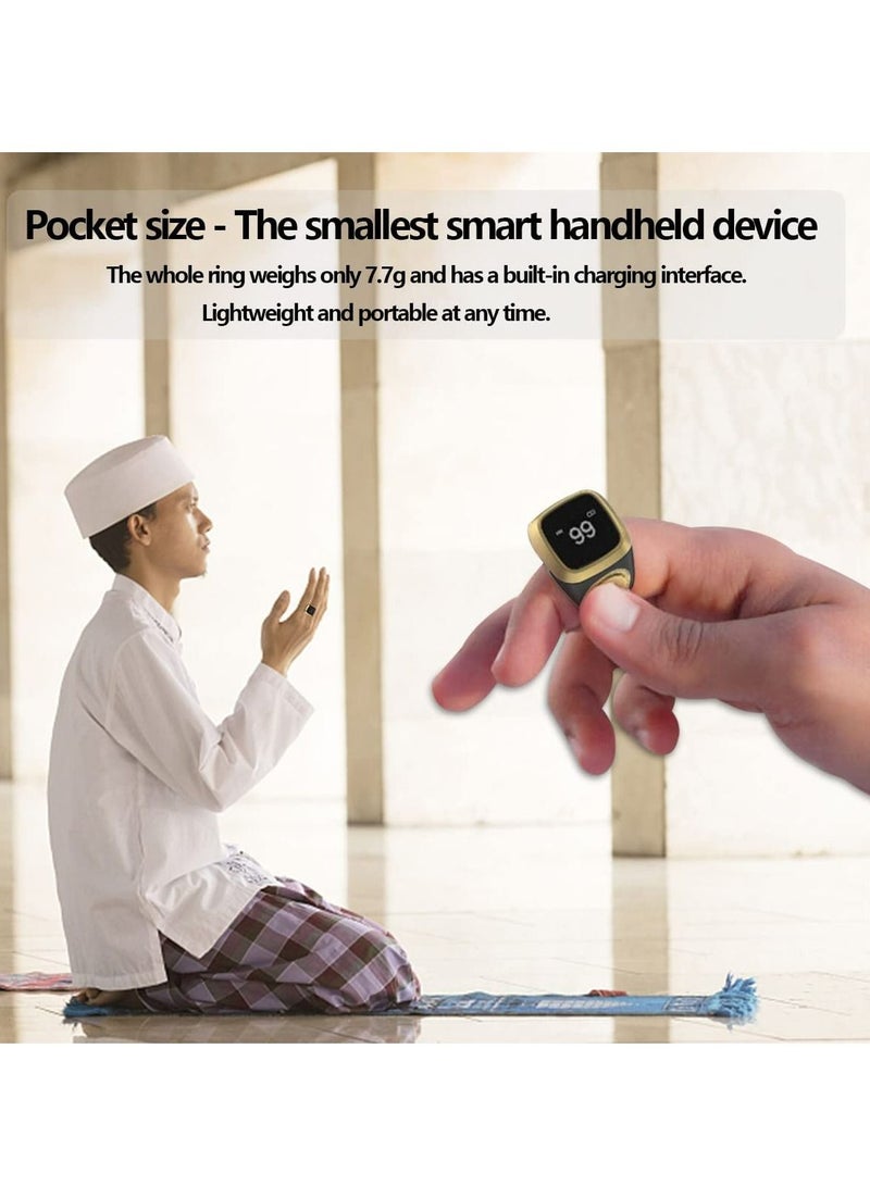 iQIBLA Smart Tasbih Zikr lite Ring, Muslim Prayer, Prayer timing reminder, OLED display Tasbih Counter, Smart Ring, Waterproof- Red 18mm - Image 5