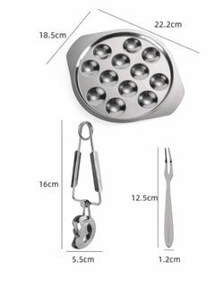 Y&D Escargot Dining Set, Stainless Steel Tableware Metal Snail Tong 12 Compartment Holes Plate Fork for Home BBQ Restaurant, 2 Set  - Image 4